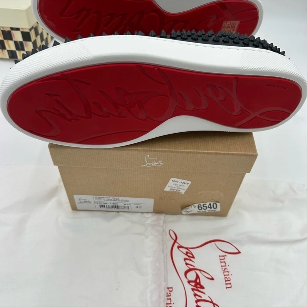Men’s Christian Louboutin spike boat slip on sneakers size 42 made in Italy